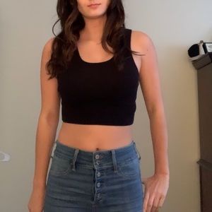 Black racer back cropped tank top